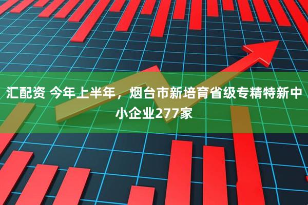 汇配资 今年上半年，烟台市新培育省级专精特新中小企业277家
